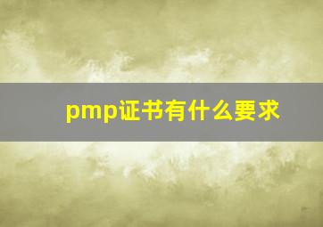 pmp证书有什么要求