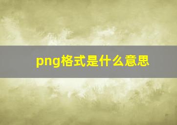 png格式是什么意思