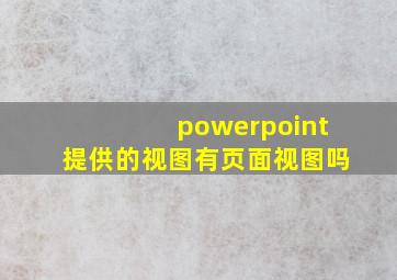 powerpoint提供的视图有页面视图吗