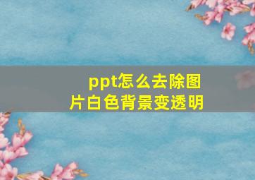 ppt怎么去除图片白色背景变透明