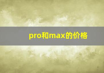 pro和max的价格