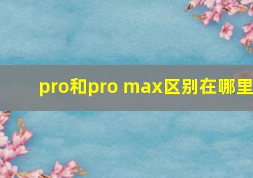 pro和pro max区别在哪里