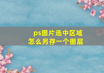 ps图片选中区域怎么另存一个图层