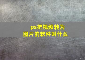 ps把视频转为图片的软件叫什么