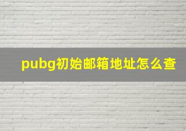 pubg初始邮箱地址怎么查