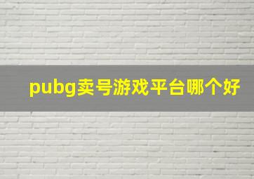 pubg卖号游戏平台哪个好