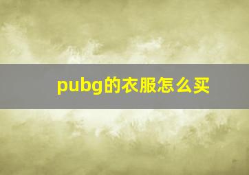 pubg的衣服怎么买