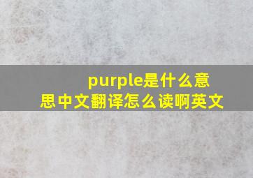 purple是什么意思中文翻译怎么读啊英文