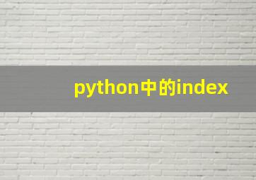 python中的index