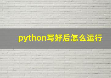 python写好后怎么运行