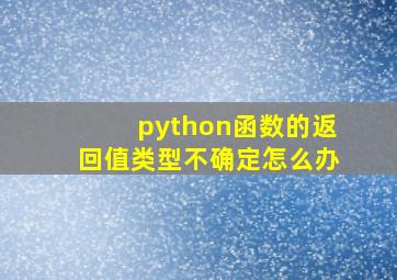 python函数的返回值类型不确定怎么办