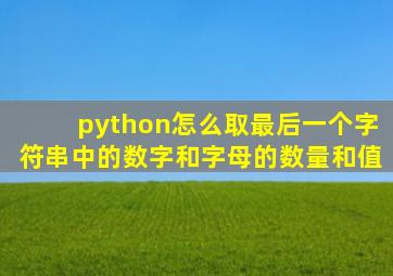 python怎么取最后一个字符串中的数字和字母的数量和值