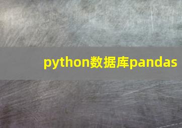 python数据库pandas