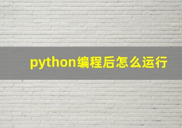 python编程后怎么运行