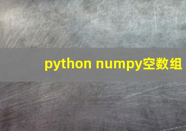 python numpy空数组