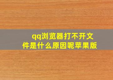 qq浏览器打不开文件是什么原因呢苹果版