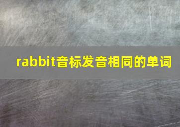 rabbit音标发音相同的单词