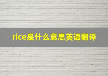 rice是什么意思英语翻译