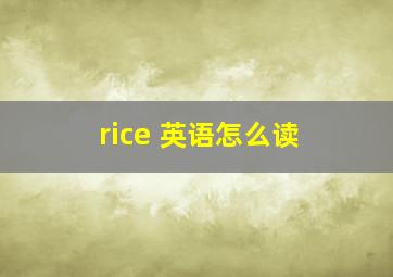 rice 英语怎么读