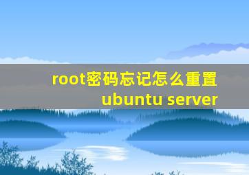 root密码忘记怎么重置 ubuntu server