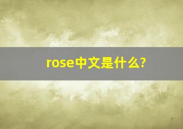 rose中文是什么?