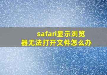 safari显示浏览器无法打开文件怎么办