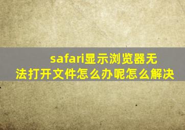 safari显示浏览器无法打开文件怎么办呢怎么解决