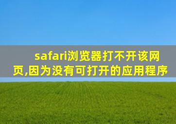 safari浏览器打不开该网页,因为没有可打开的应用程序