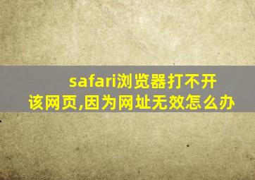 safari浏览器打不开该网页,因为网址无效怎么办