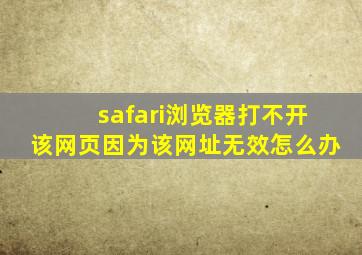 safari浏览器打不开该网页因为该网址无效怎么办