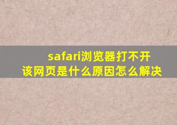 safari浏览器打不开该网页是什么原因怎么解决