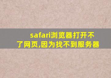 safari浏览器打开不了网页,因为找不到服务器