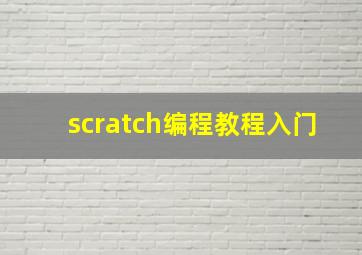 scratch编程教程入门