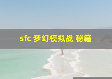 sfc 梦幻模拟战 秘籍