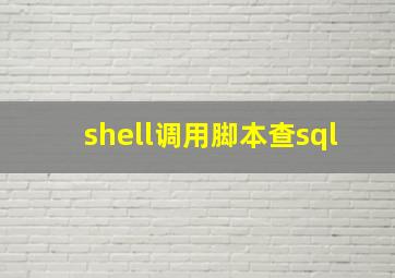 shell调用脚本查sql