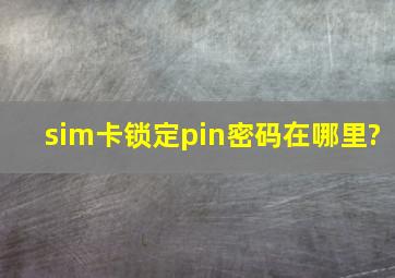 sim卡锁定pin密码在哪里?