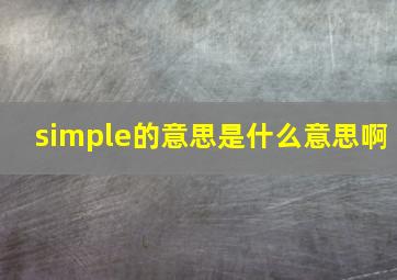 simple的意思是什么意思啊