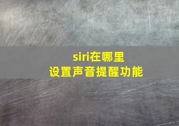 siri在哪里设置声音提醒功能