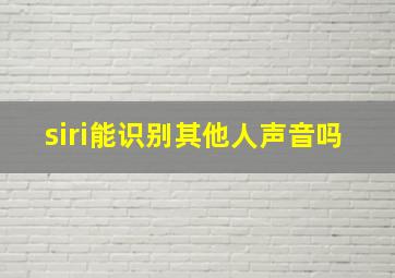 siri能识别其他人声音吗