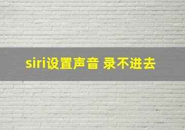 siri设置声音 录不进去