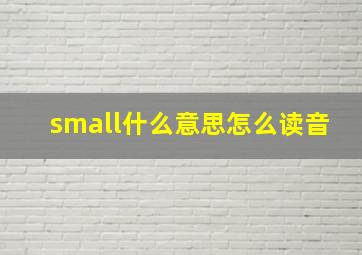 small什么意思怎么读音