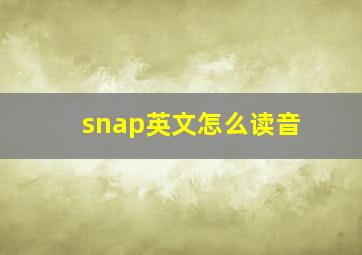 snap英文怎么读音