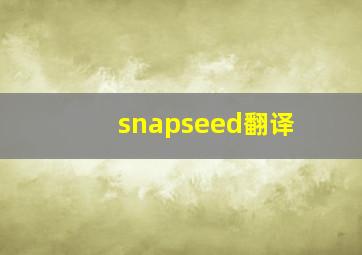 snapseed翻译