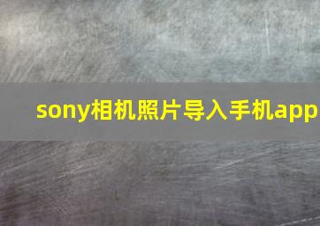 sony相机照片导入手机app