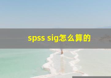 spss sig怎么算的