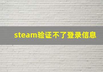 steam验证不了登录信息