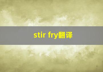 stir fry翻译