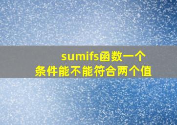 sumifs函数一个条件能不能符合两个值