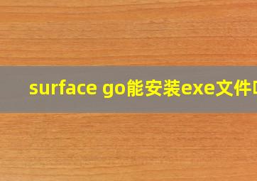 surface go能安装exe文件吗