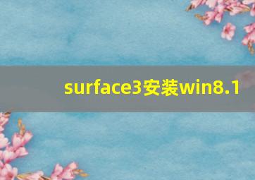 surface3安装win8.1